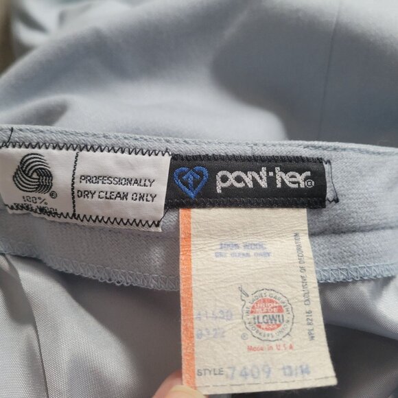 Vintage Pant Her Womens Light Blue Pleated Wool Blend Knee-Length Skirt Button W - Picture 4 of 8